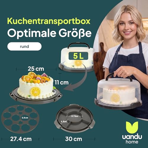 Foto von uandu Kuchen Transportbox Rund für Torten, Muffins & Cupcakes