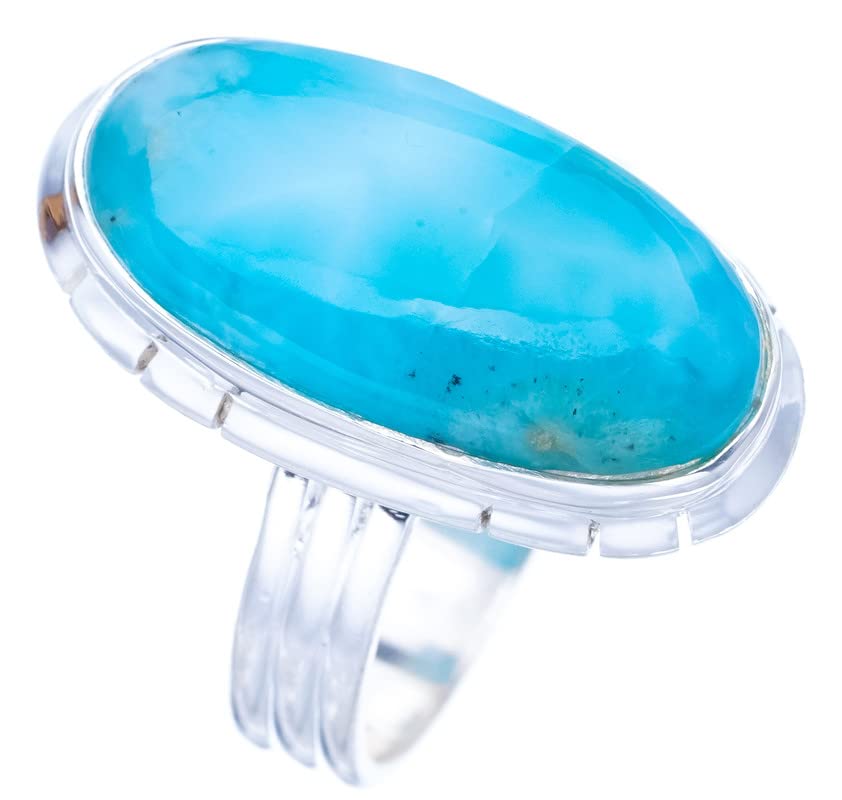 Bague Larimar véritable et argent 925 massif fait main 54