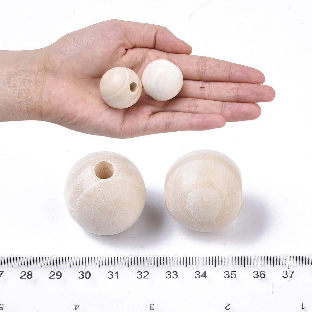 DanLingJewelry Holzperlen für Makramee, Heimdekoration, 30 mm, 150 Stück