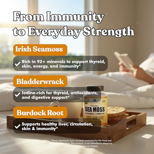 American Standard Supplements Organic Sea Moss, Bladderwrack & Burdock Root Capsules - 1200mg Seamoss, 1200mg Bladderwrack, 225mg Burdock Root Per Serving - 120 Capsules, 40 Servings - Image 8