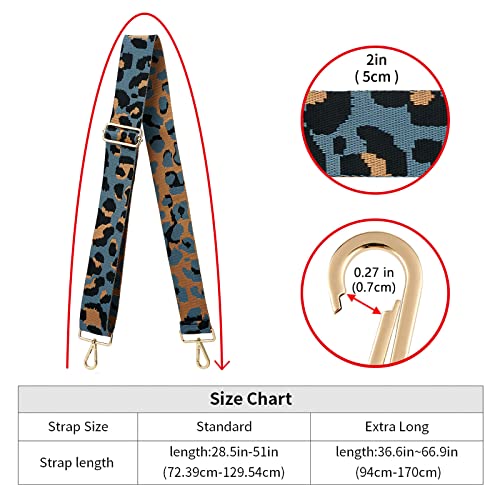 ZOOEASS Wide Shoulder Strap Adjustable Replacement Belt Guitar Style Crossbody Bag Handbag Strap Multicolor Canvas Straps(wide:1.97"(5CM))(Leopard14) - Thumbnail 3