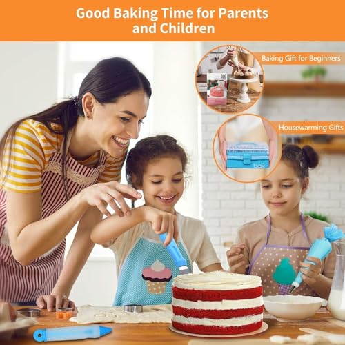 Juego de 236 boquillas de pastelería – Kit de herramientas de decoración de pasteles con estuche de almacenamiento para cupcakes, galletas, glaseado de fondant, suministros de panadería azul para