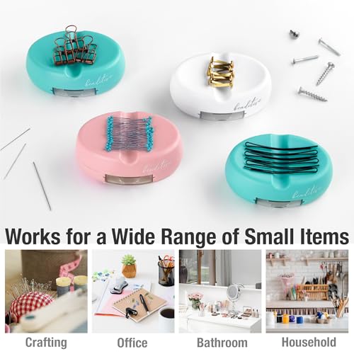 Image of Beaditive Magnetic Pin Cushion with Drawer - Strong Magnet Pin Holder Cushions for Sewing - 50 Glass Head Quilting Pins Included - Chic Pincushion Caddy for Sewing Pins, Paper Clips, Screws - Pink