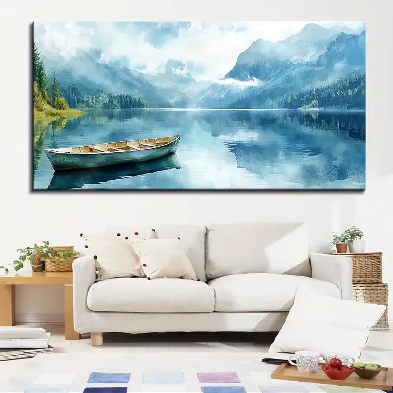 Décoration murale moderne paysage serein de lac et de montagne
