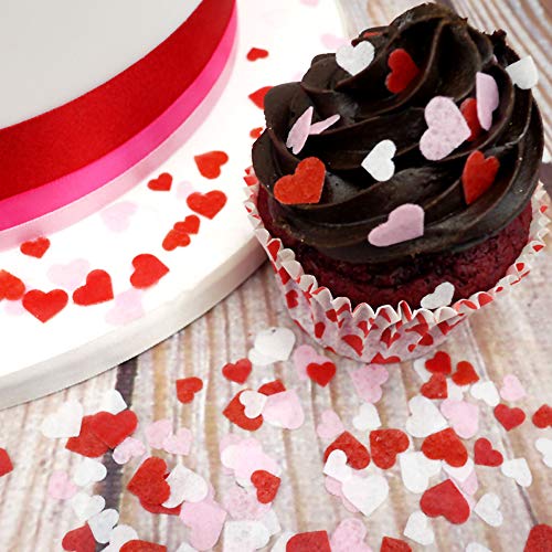 450x Red, White, Pink Valentines Day Wafer Confetti Mini Hearts Edible Wafer Wedding Ideas Decoration