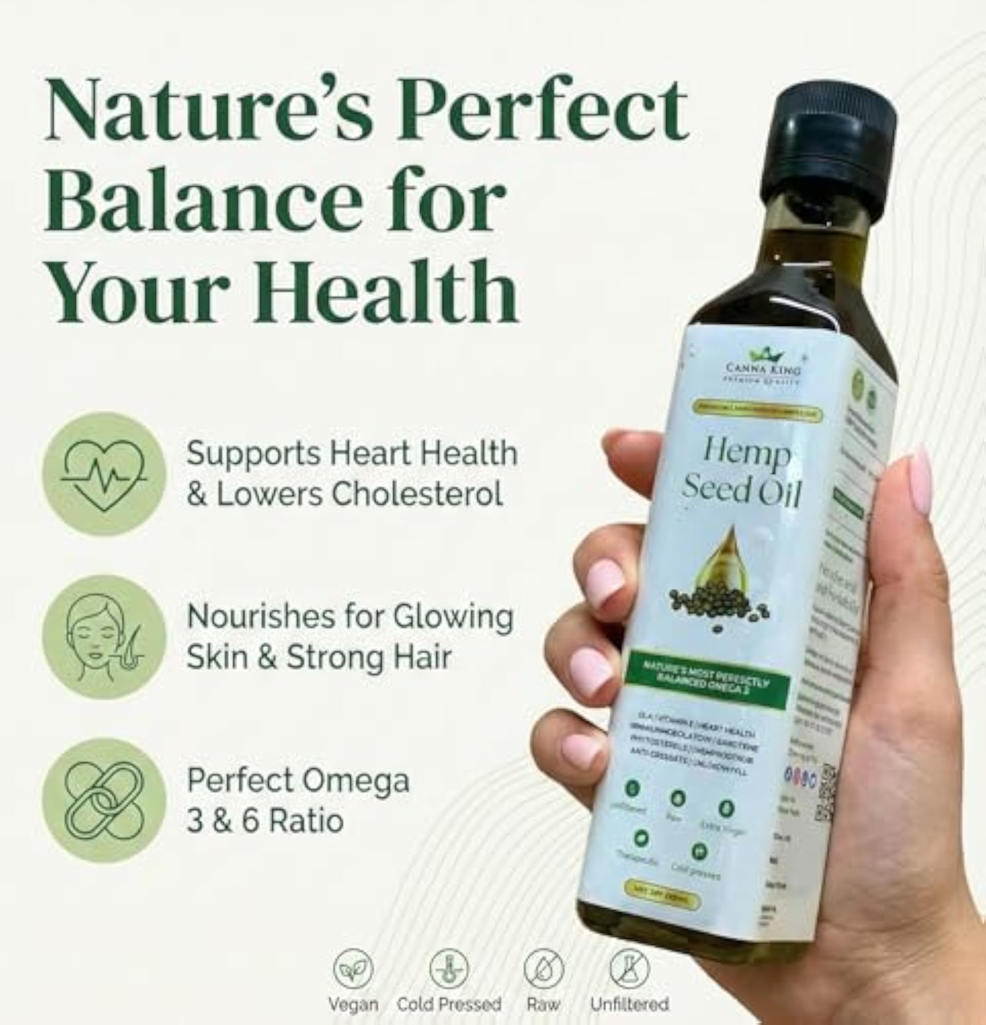 Hemp Seed Oil Organic Pure Cold-Pressed for Hair Growth