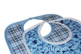 Large Extra Long, Washable Clothing Spill, Mealtime Protector, Waterproof Ladies & Men Adult Sized Bib (Pk/2)
