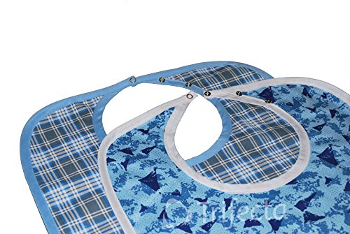Large Extra Long, Washable Clothing Spill, Mealtime Protector, Waterproof Adult Sized Bib (Pk/2)