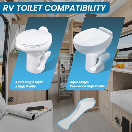 Image of RV Toilet Foot Pedal Compatible with Thetford Aqua Magic Style II and Residence High Profile Camper Toilet Flush Pedal with Flange Seal Gasket Kits Replaces 42067