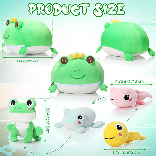 Pangda Frog Plush Frog Stuffed Animal for Kids 14 Inches Frog Toy Pillow with 4 Plush Frog Babies Toy Gift for Kid, Boys Girls Birthday Favor Christmas Decor - Image 3