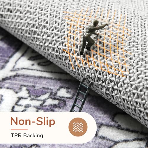 OPPODREAM Soft Area Rugs 9x12 Living Room, Washable Rugs 9x12 with Non Slip Backing, Faux Cashmere Low-Pile 9 x 12 Carpet, Purple