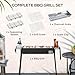 Outsunny Portable Charcoal Barbecue BBQ Grill with Seasoning Baskets and Hooks, Compact Stainless Steel Cooker for Camping Picnic Hiking Garden Party Festival