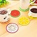 JASSINS 7 Pcs Fruit Coaster, Non Slip Silicone Heat Insulation Coasters, Cute Slice Drink Cup Mat for Bar Kitchen and Patio Tabletop