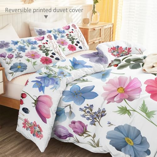 Housse de couette aquarelle florale en microfibre douce et facile d'entretien - 5