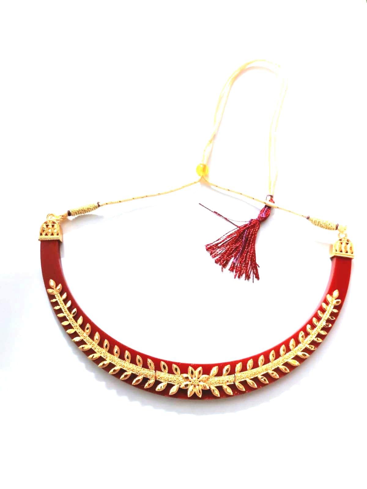 Gold Plated Brass Pola Necklace Earring Set for Women-RED (B0CNJPYCQF) Amazon Price History, Amazon Price Tracker