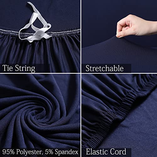 Image of HOKIPO 140 GSM Sofa Cover 5 Seater Elastic Stretchable Sofa Slipcover Protector, Space Blue (AR-4277-E6*2 + AR-4279-E6)