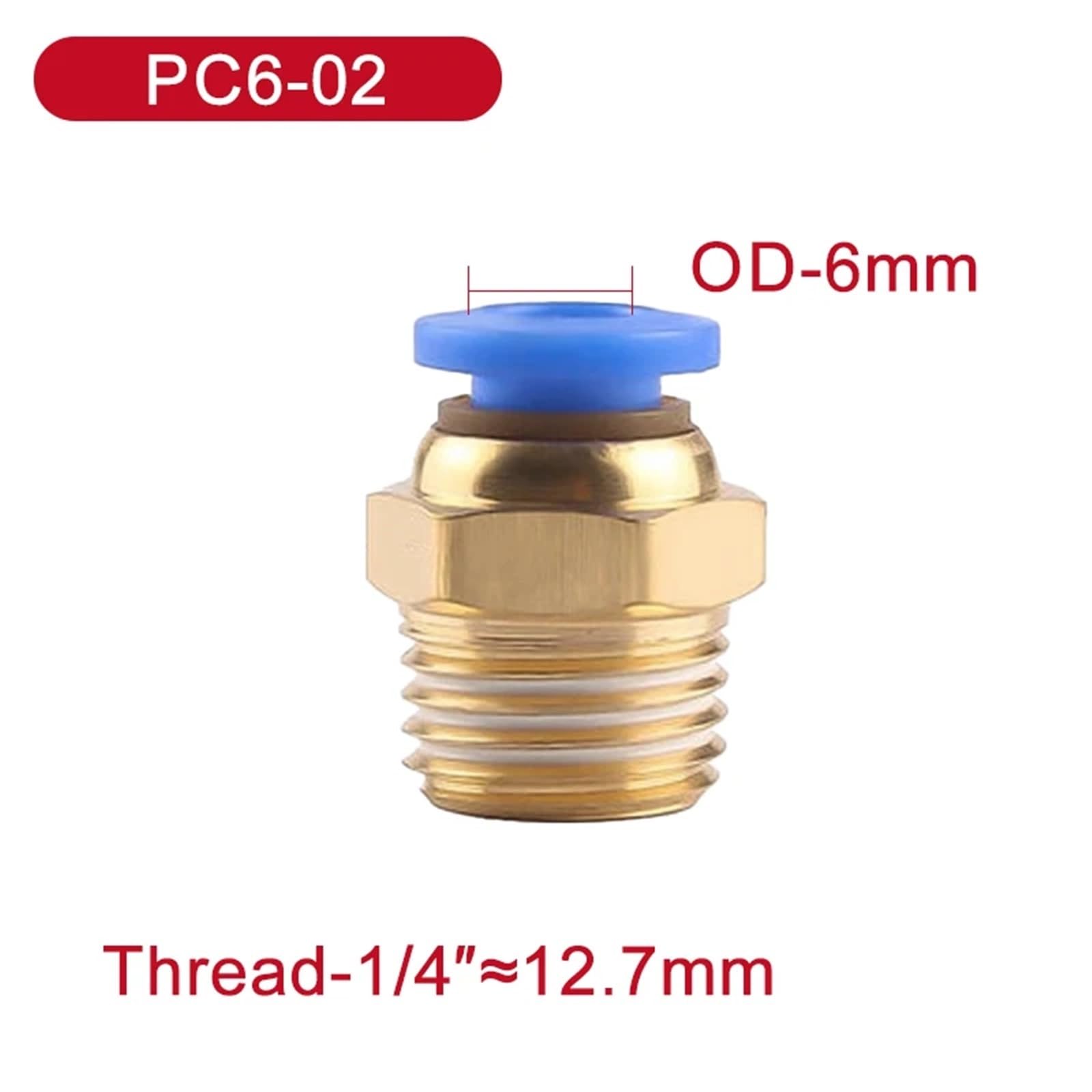 Impianto di tubature pneumatiche d’aria, Confezione da 5 raccordi rapidi pneumatici con filettatura maschio PC girevoli da 4 a 12 mm, 1/8-1/2 pollici(Pc6mm-1i8)