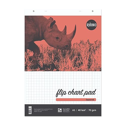 Rhino A1 Flip Chart Paper Pad, 80-Page / 20mm Squared Paper, 10-Pack, 40-Leaf, Office & School Stationery Supplies