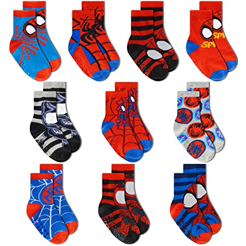 Marvel Spiderman Grip Socks Socks for Toddler Boys 10 Pack Spider man Toddler Gripper Socks Amazing Spiderman Variety Pack 4-5T