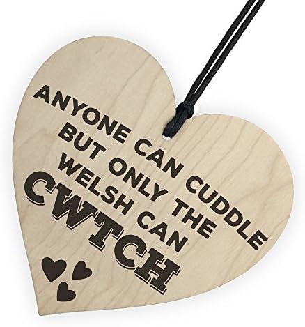 RED OCEAN Only The Welsh Can CWTCH Novelty Wooden Hanging Heart Plaque Wales Hug Gift Sign