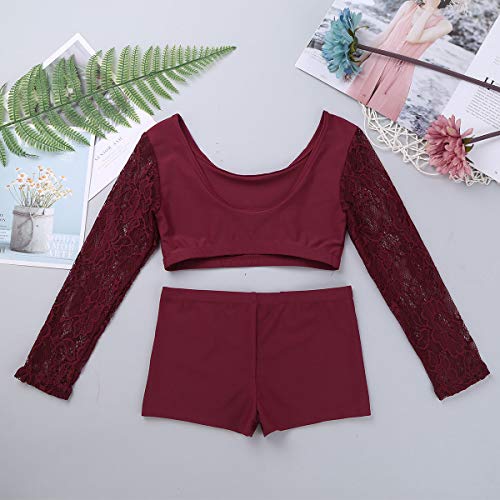 Image of Agoky Kids Girls 2PCS Sports Outfits Ballet Gym Sequins Mermaid Tank Top Shorts Set Tankini Swimwear Gymnastics Tracksuit