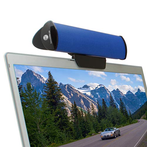GOgroove SonaVERSE Haut-Parleurs PC USB pour Ordinateur Portable - Mini Barre De Son PC Portable par USB avec Haut-Parleur Externe Portable À Clipser pour Moniteur, Un Câble pour Entrée Audio (Bleu) Cover