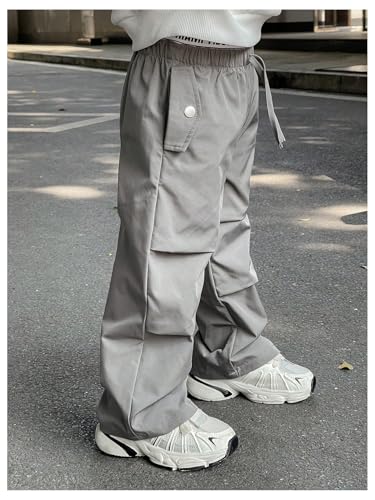 GORGLITTER Boy's Ruched Workout Pants Elastic Waist Parachute Pants Streetwear3