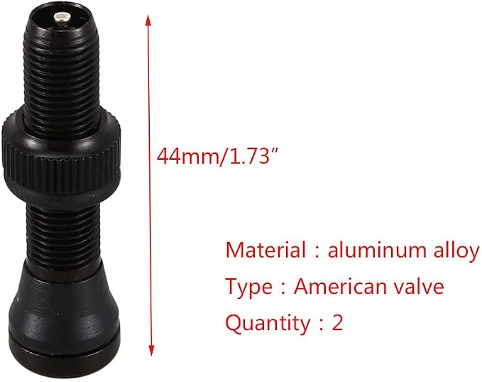 2PCS válvulas tubeless Schrader 44 mm aluminio negro miniatura 2