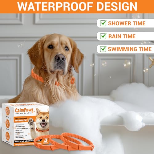 Image of CalmPaws 3 Pack, Calming Collar for Dogs, Dog Calming Pheromone Collar, Relief Anxiety Stress Separation, Lasts 60 Days, Adjustable for All Dogs