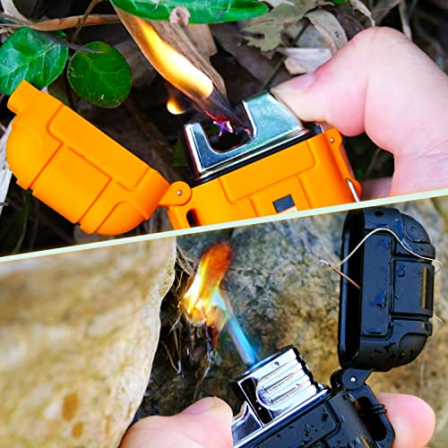 2 Pack Waterproof Lighter Outdoor Windproof Torch Lighter Dual Arc Lighter Butane Electric Lighter Usb Rechargeable Lighter Flameless Plasma Lighter Camping Hiking Adventure Survival Tactical Gear #TOP5