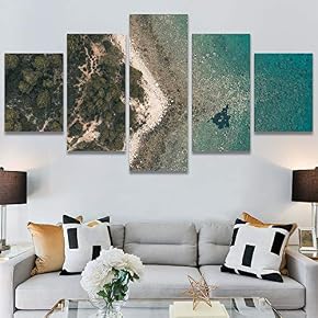 SIGNWIN 5 Panel Canvas Wall Art Abstract Aerial...