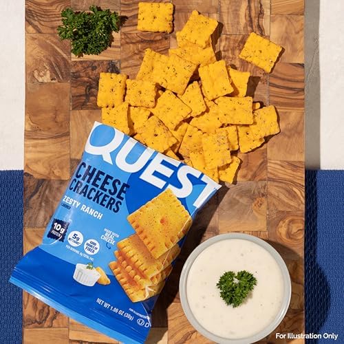 Quest Nutrition Cheese Crackers, Zesty Ranch Flavor, 10g Protein, 5g Net Carbs, High Protein, 4 Count - 5