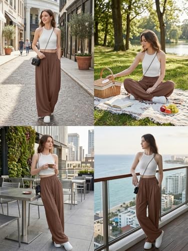 Image of GRECIILOOKS High Waist Polycotton Trousers for Women - Flared Parachute Pants with Side Pockets | Casual Travel Cargo Pants (Available in Plus Size and Value Pack)