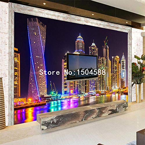 Papier peint 3D nuit ville grand format pour masquer un grand mur blanc