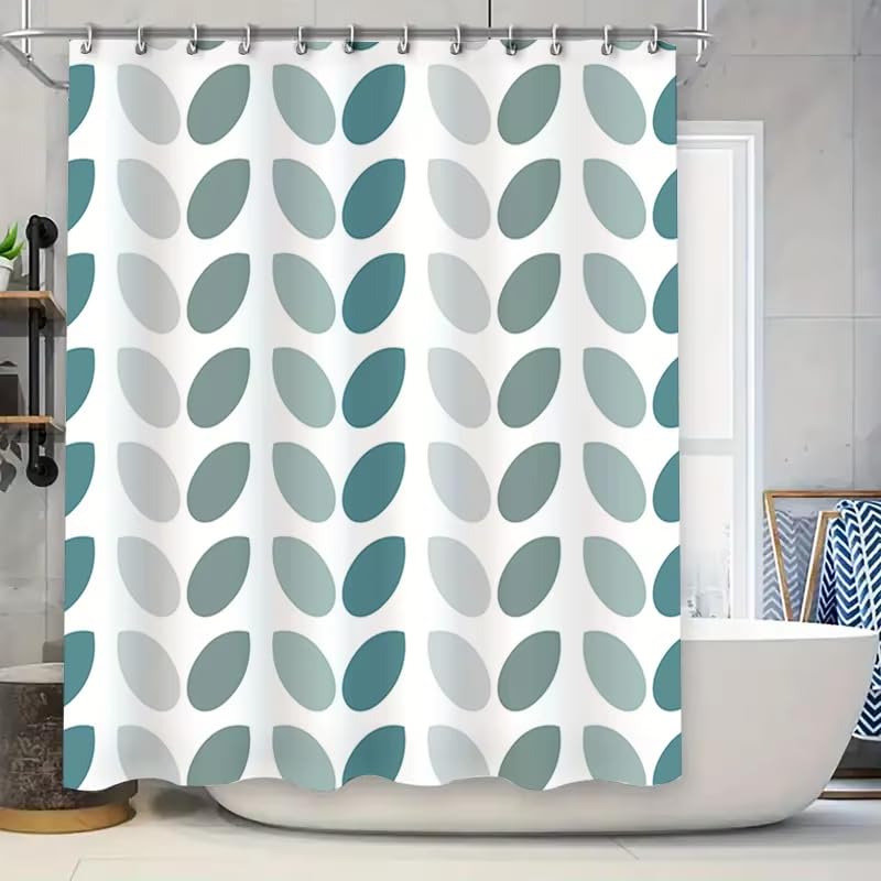 Rideau de douche 150x180 vert turquoise de salle de bain rideau de baignoire polyester à motif feuilles