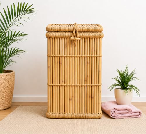 Handmade Wood Laundry Basket For Clothes With Lid - TALLER SIZE |...