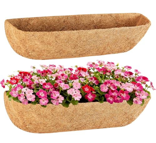 EINYEXW 2 Pack 24 Inch Coconut Liners for Planters - Coco Liners for Planters Window Box Liners Coconut Fiber Planter Liner for Flowers Durable Natural Coconut Planter Liners for Outdoor Decor