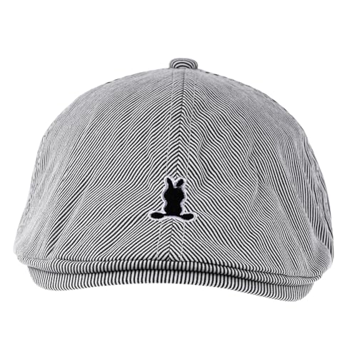 Boy Girl's Beret Hat Bunny Beret Boys and Girls Hat Striped Suitable for Seasons Easy to Clean Grey