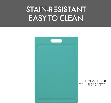 Dexas NSF Certified Polysafe Cutting Board with Handle and Juice Well, 12 x 18 inches, Reversible Kitchen Cutting Board, Teal Green