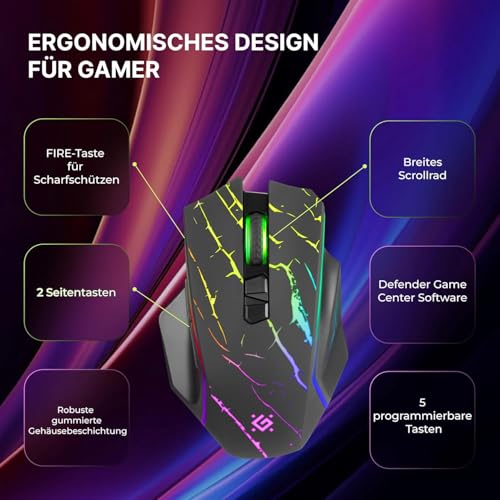 Ratón gaming inalámbrico DEFENDER Uran GM-503 con 8 botones configurables 3