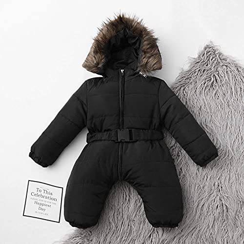 Outerwear Infant Snowsuit Jumpsuit Hooded Warm Girls Jacket Coat Romper Baby Girls Coat&Jacket (Black, 12-18 Months)3