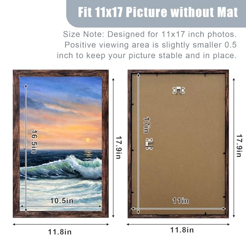 Image of LUCKYLIFE 11x17 Picture Frame Brown for Wall Mounting, 2 Pack