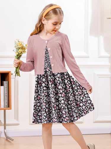 RAISEVERN Girls Casual Adjustable Strap Sleveless Dress Cardigan Set Size 5-12Y - Image 5