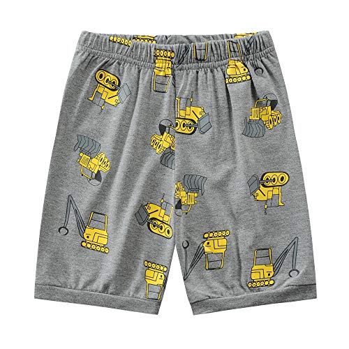Image of Little Boys Short Set Pajamas for Boys 100% Cotton Toddle Firetruck Dinosaur Sleepwear Summer Clothes Size 2-7T