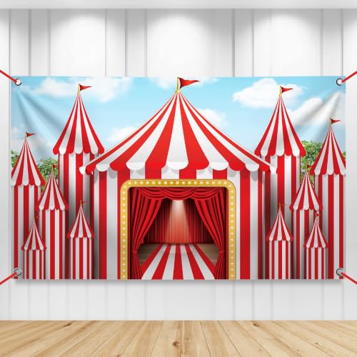 Image of Carnival Backdrop Carnival Theme Party Decorations - 72x44 Inch | Circus Tent for Carnival Decorations, Carnival Banner for Carnival Games, Circus Party Decorations, KatchOn