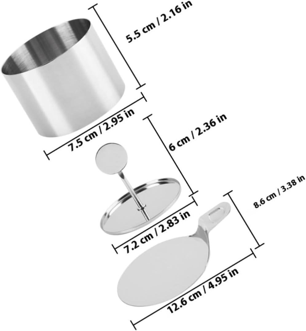 Stainless Steel Cake Ring Set with Pusher, 8pcs round Mousse Collar Baking Mold Kit for Home Dessert Mousse and Cookie Baking