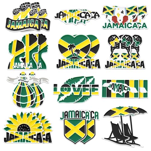 Cunno 24 Pcs Jamaica Pins Gifts Bulk Jamaican Decorations for Party Jamaica Flag Souvenirs Accessories for Women Man Independence Day Heritage Culture Day