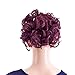 SWACC Short Messy Curly Dish Hair Bun Extension Easy Stretch hair Combs Clip in Ponytail Extension Scrunchie Chignon Tray Ponytail Hairpieces (Dark Wine Red-99J#)