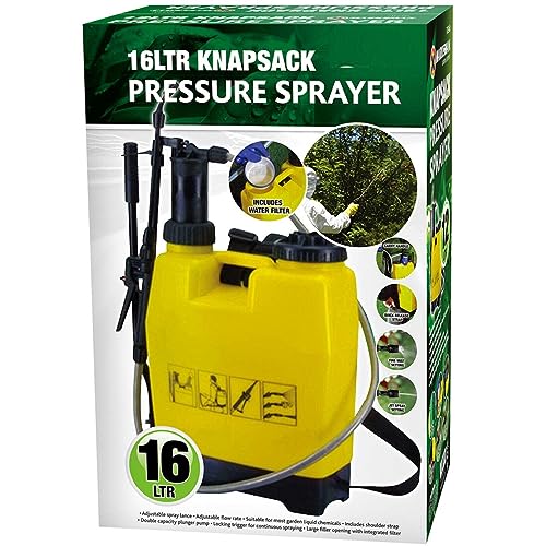 MantraRaj 16 Litre Manual Bottle Knapsack Sprayer Backpack Pressure Garden Weed Killer Sprayer with Lance and Adjustable Spray Nozzles Hand Pump Action Power Washer 16L
