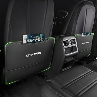 Step Wagon 专用 汽车防踢垫 后座STEP WGN 新步车 适用于汽车安装 座椅防护 座椅套 防污 防刮 防踢 后座 座椅背部保护 带收纳袋 背部 保护垫 踢垫 PU皮革 高耐久 内饰零件 安装简单(2PCS 黑色)